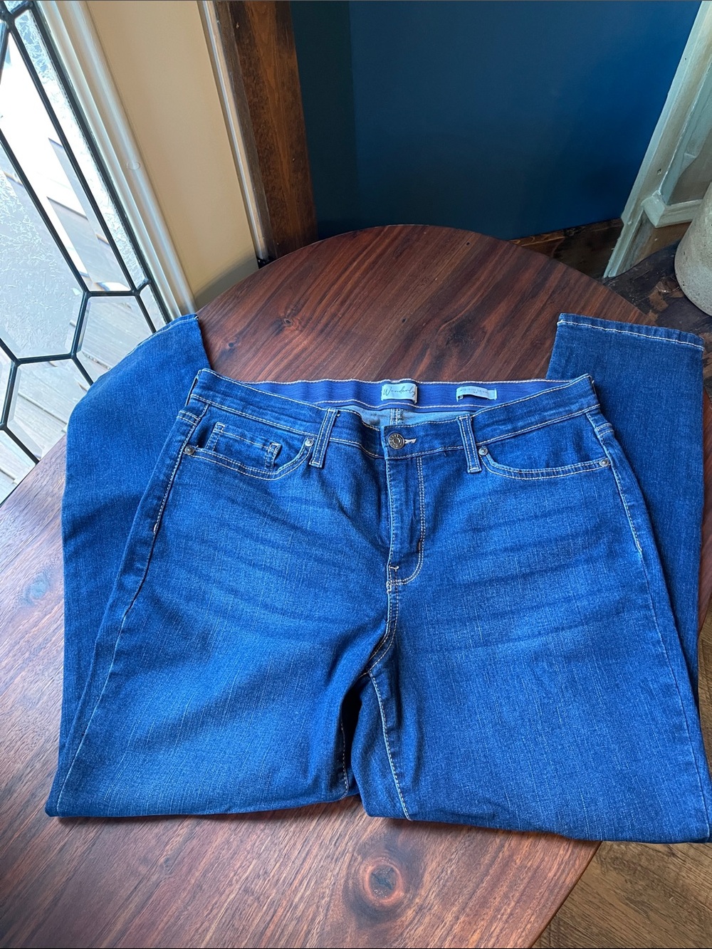 Wonderly Skinny Mid-Rise Jeans in Deep Blue Wash * Sz 14P * Like New